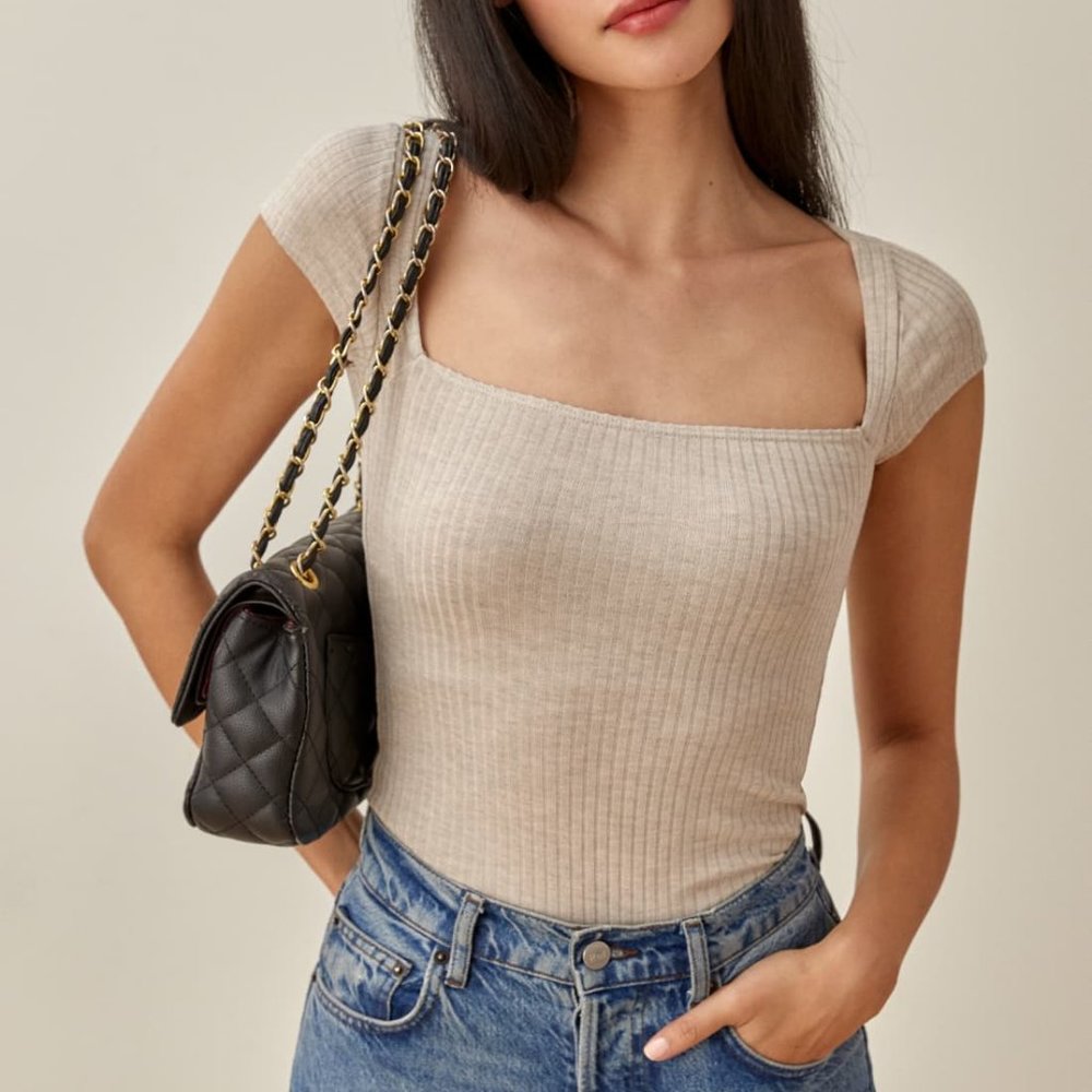 Reformation Bardot Top - Marble Color